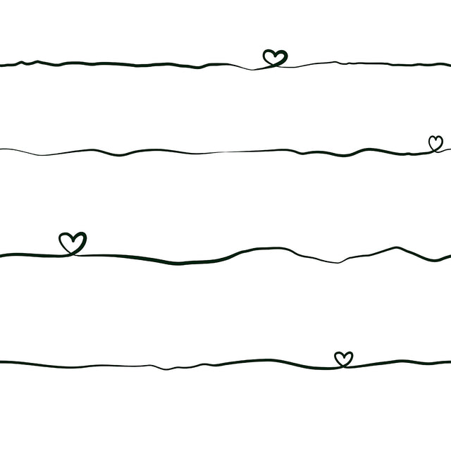 Love & Hearts Black Script Wallpaper with Novelty Kids Graphic in Black - Chesapeake 4060-381403