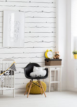 Love & Hearts Black Script Wallpaper with Novelty Kids Graphic in Black - Chesapeake 4060-381403
