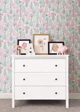 Quillen Pink Forest Kids Wallpaper with Foiled Woodland Animals Motif - Chesapeake 4060-51603
