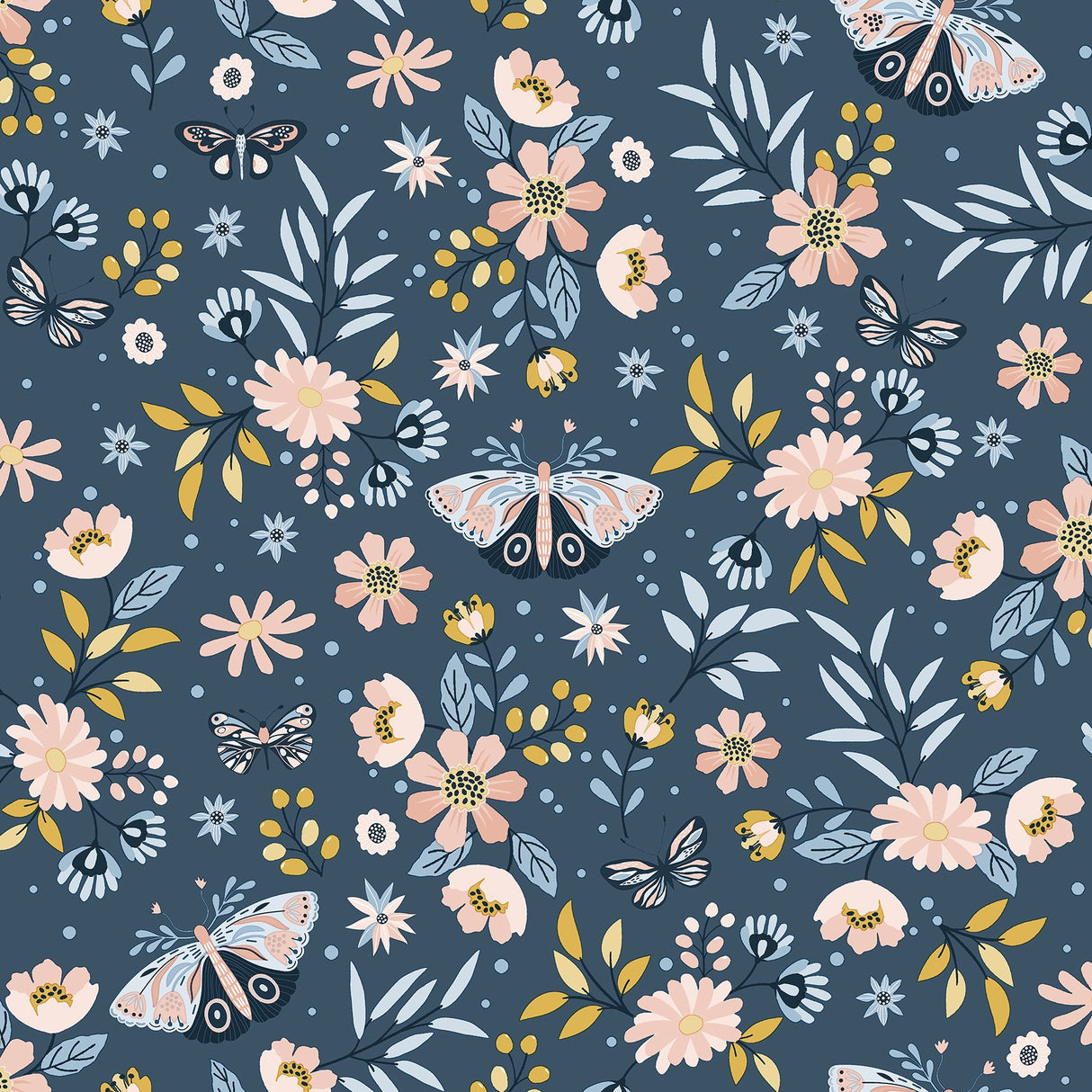 Zev Blue Butterfly Wallpaper with Kids Non Woven Pattern - Chesapeake 4060-58101
