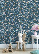 Zev Blue Butterfly Wallpaper with Kids Non Woven Pattern - Chesapeake 4060-58101