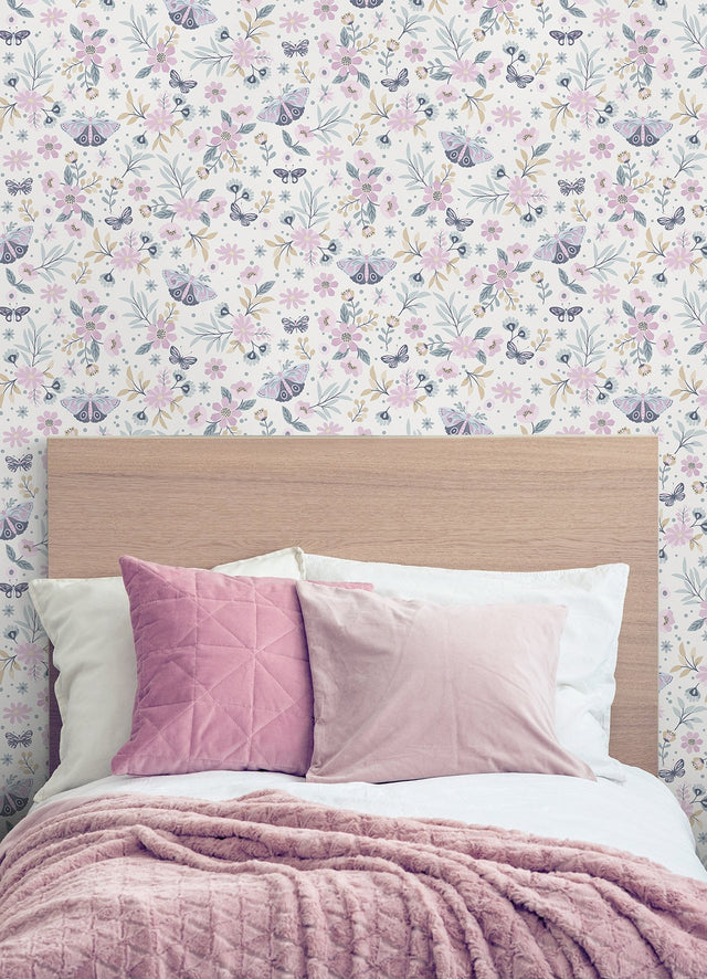 Zev Pink Butterfly Wallpaper with Kids Butterflies Motif - Chesapeake 4060-58103
