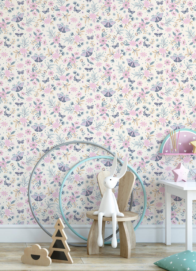 Zev Pink Butterfly Wallpaper with Kids Butterflies Motif - Chesapeake 4060-58103