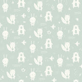 Bitsy Mint Woodland Wallpaper with Kids Animals Pattern - Chesapeake 4060-91304