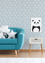 Bitsy Sky Blue Woodland Wallpaper with Kids Woodland Animal Pattern - Chesapeake 4060-91311