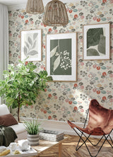 Jonah Multicolor Leaf Trail Wallpaper with Botanical Leaves Motif - Brewster 4066-25122