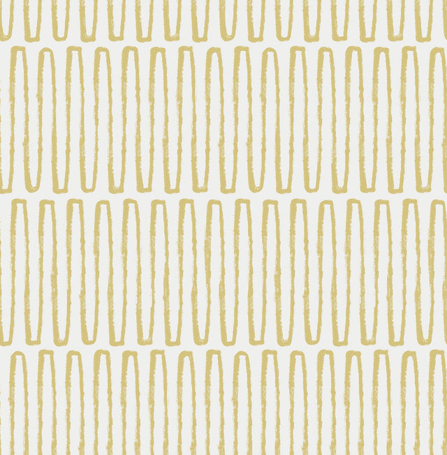 Lars Mustard Retro Wave Wallpaper with Modern Geometric Pattern - Brewster 4066-26500