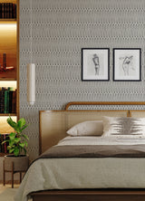 Lars Charcoal Retro Wave Wallpaper with Modern Geometric Graphics - Brewster 4066-26501