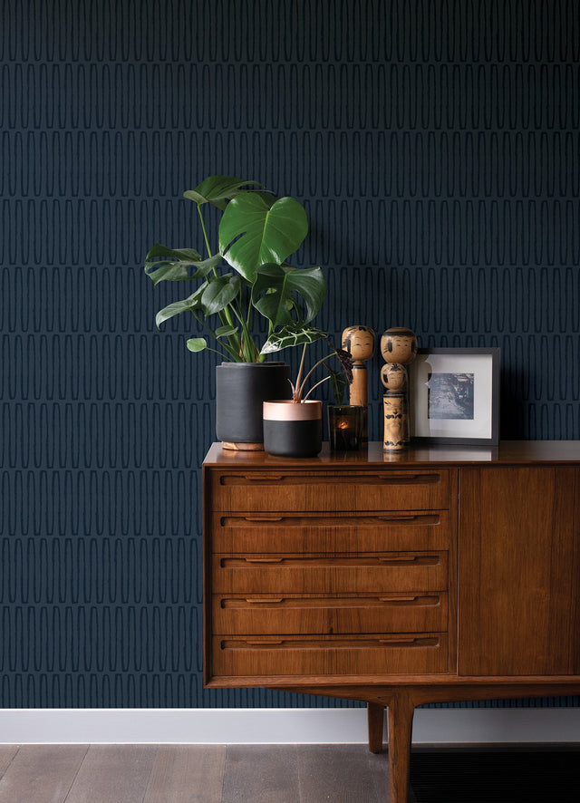 Lars Retro Wave Navy Wallpaper with Modern Geometric Graphic Pattern - A-Street Prints 4066-26502