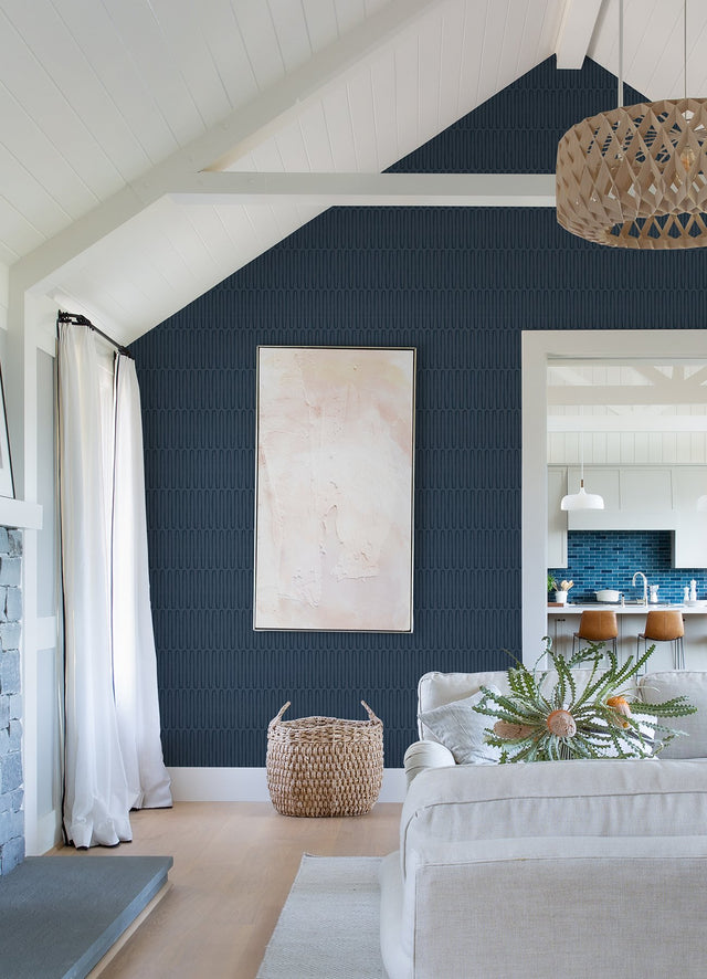 Lars Retro Wave Navy Wallpaper with Modern Geometric Graphic Pattern - A-Street Prints 4066-26502
