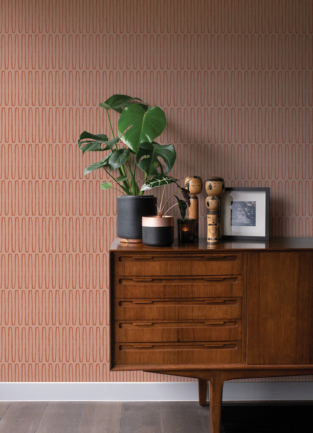 Lars Coral Retro Wave Wallpaper with Geometric Graphic Pattern - A-Street Prints 4066-26503