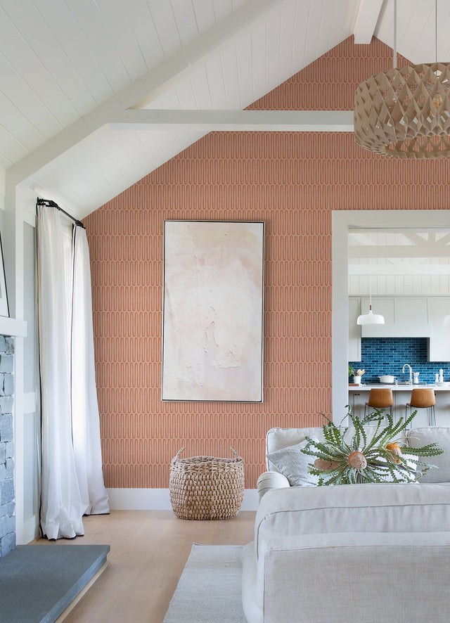 Lars Coral Retro Wave Wallpaper with Geometric Graphic Pattern - A-Street Prints 4066-26503
