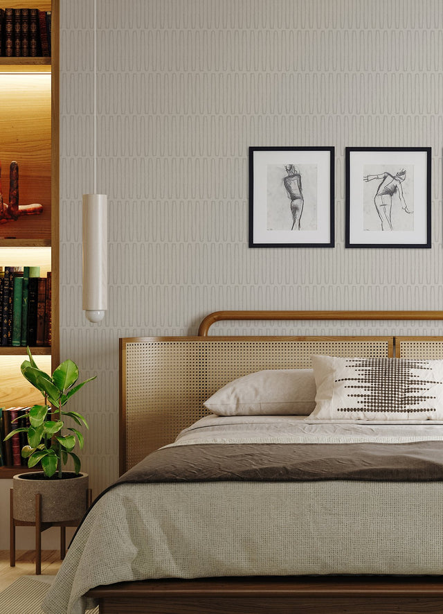 Lars Light Grey Retro Wave Wallpaper with Modern Geometric Graphic Pattern - A-Street Prints 4066-26504