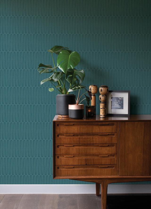Lars Teal Retro Wave Wallpaper with Modern Geometric Pattern - A-Street Prints 4066-26505
