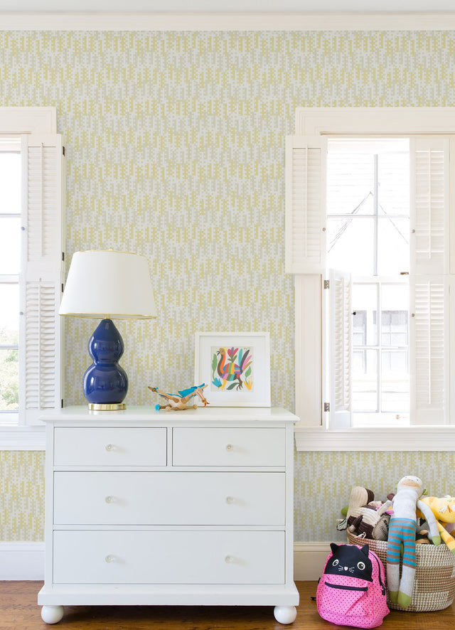 Erik Yellow Building Blocks Wallpaper with Retro Geometric Pattern - A?Street Prints 4066-26507