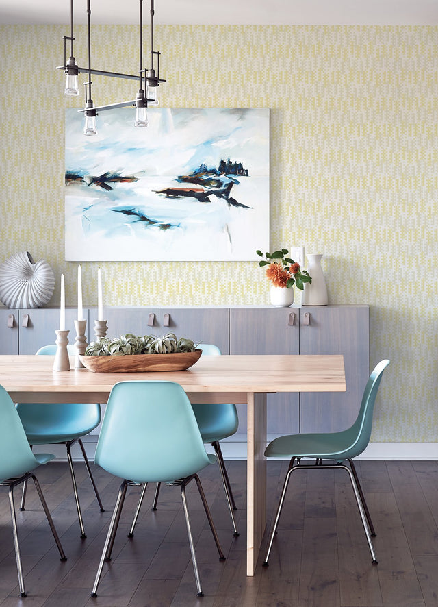 Erik Yellow Building Blocks Wallpaper with Retro Geometric Pattern - A?Street Prints 4066-26507