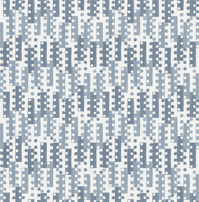 Erik Blue Building Blocks Wallpaper with Retro Geometric Pattern - Brewster 4066-26508