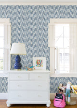 Erik Blue Building Blocks Wallpaper with Retro Geometric Pattern - Brewster 4066-26508