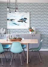 Erik Blue Building Blocks Wallpaper with Retro Geometric Pattern - Brewster 4066-26508