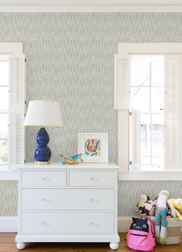 Erik Light Grey Building Blocks Wallpaper with Scandinavian Geometric Dot Motif - A-Street Prints 4066-26509