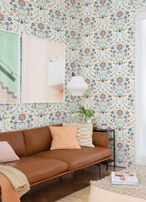 Britt Multicolor Embroidered Damask Wallpaper with Botanical Damask Pattern, Farmhouse Style - A-Street Prints 4066-26512