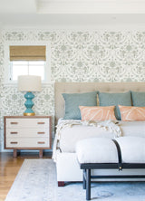 Britt Neutral Embroidered Damask Wallpaper with Botanical Farmhouse Motif - A-Street Prints 4066-26513