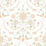 Britt Peach Embroidered Damask Wallpaper with Botanical Farmhouse Style - A-Street Prints 4066-26514