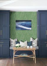 Elin Green Berry Botanical Wallpaper with Leaves Motif, Farmhouse Style - A-Street Prints 4066-26515