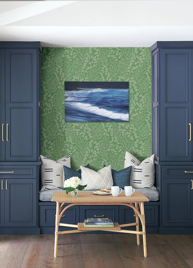 Elin Green Berry Botanical Wallpaper with Leaves Motif, Farmhouse Style - A-Street Prints 4066-26515