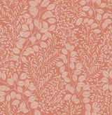 Elin Coral Berry Botanical Wallpaper in Coral with Scandinavian Leaves Motif - A-Street Prints 4066-26516
