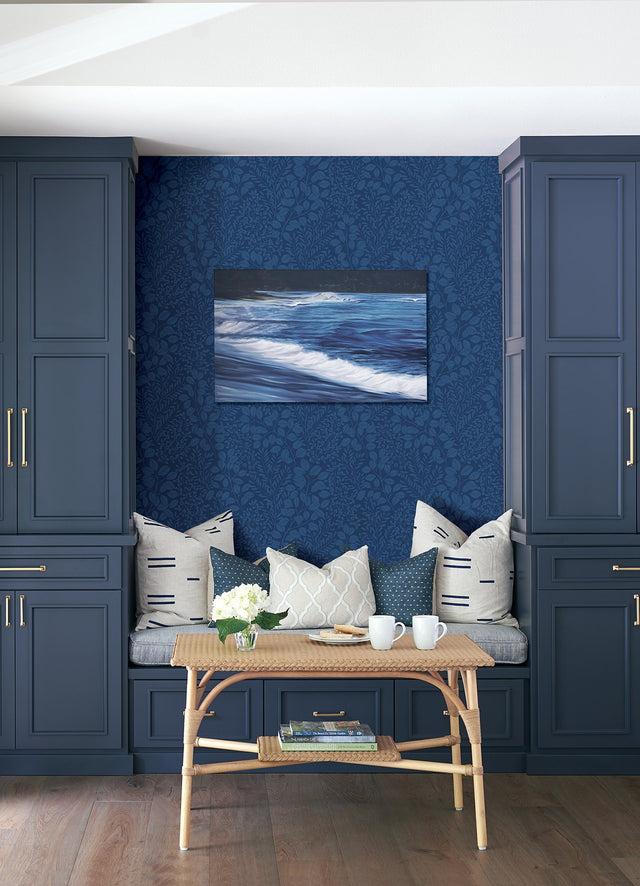 Elin Blue Berry Botanical Wallpaper with Leaves Motif - A-Street Prints 4066-26517