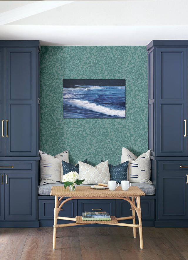 Elin Sky Blue Berry Botanical Wallpaper with Leaves Motif - Brewster 4066-26518