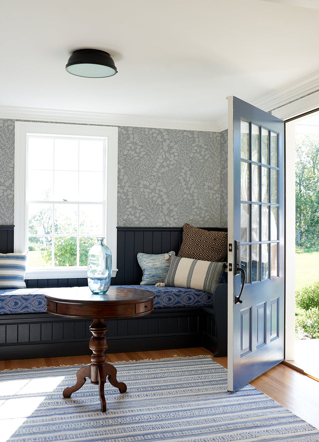 Elin Charcoal Berry Botanical Wallpaper with Scandinavian Leaf and Berry Motif - A-Street Prints 4066-26519