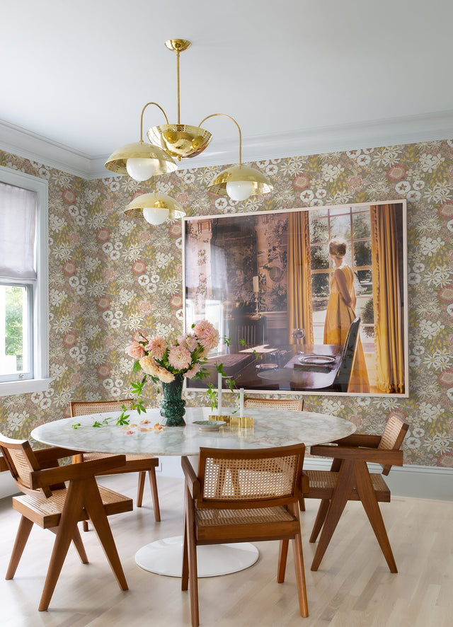 Karina Neutral Wildflower Garden Wallpaper with Farmhouse Botanical Floral Pattern - A-Street Prints 4066-26521