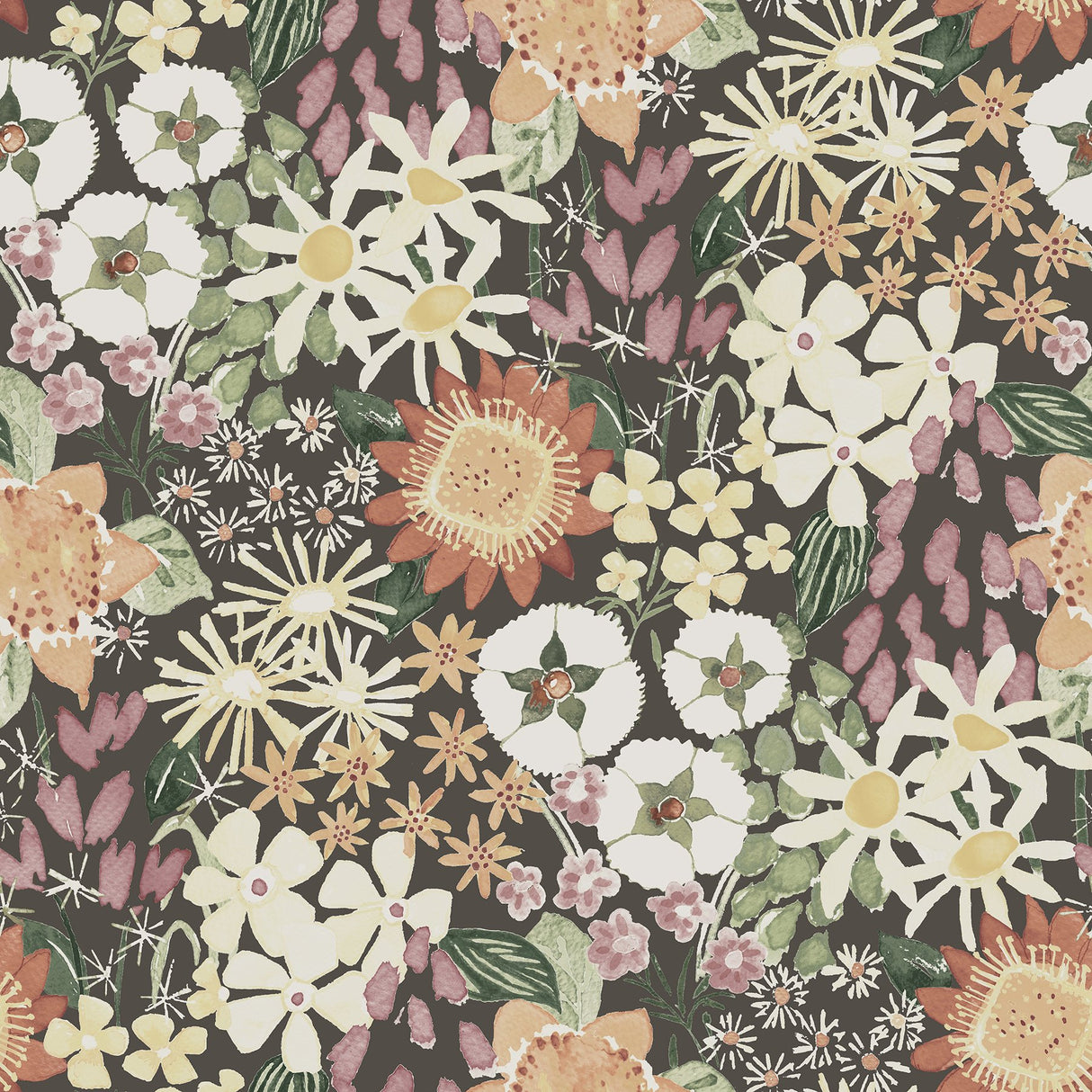 Karina Raspberry Wildflower Garden Wallpaper with Botanical Floral Pattern, Farmhouse Style - A-Street Prints 4066-26522