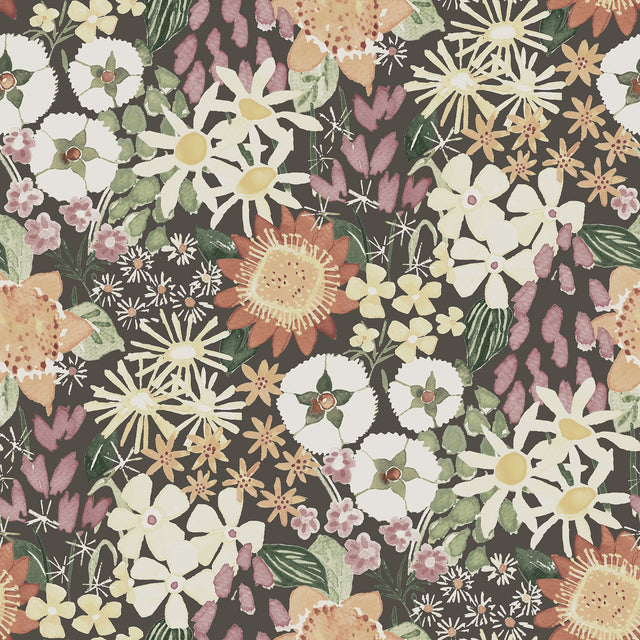 Karina Raspberry Wildflower Garden Wallpaper with Botanical Floral Pattern, Farmhouse Style - A-Street Prints 4066-26522