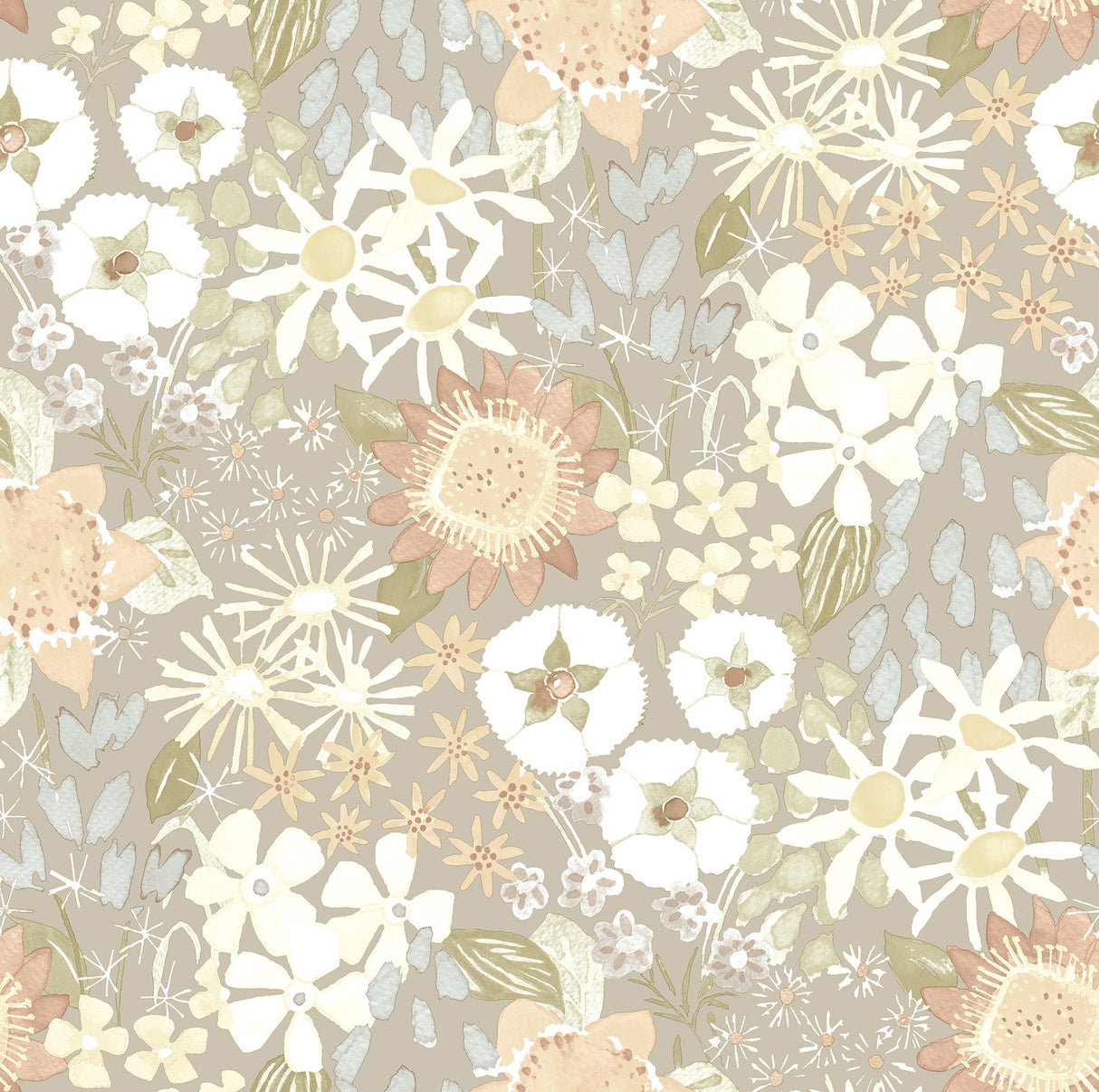 Karina Pastel Wildflower Garden Wallpaper with Botanical Floral Pattern, Farmhouse Style - A-Street Prints 4066-26523