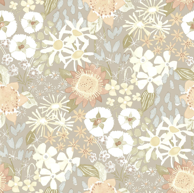 Karina Pastel Wildflower Garden Wallpaper with Botanical Floral Pattern, Farmhouse Style - A-Street Prints 4066-26523
