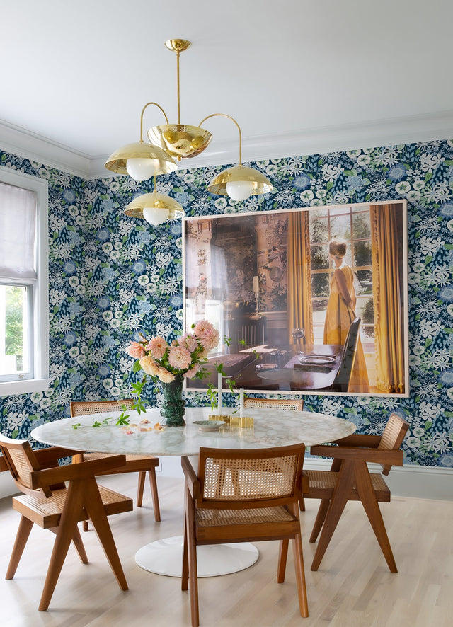 Karina Blue Wildflower Garden Wallpaper with Botanical Watercolor Floral Pattern - A-Street Prints 4066-26524