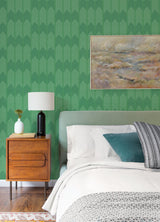 Nyle Green Chevron Stripes Wallpaper with Modern Graphic Chevron Pattern - A-Street Prints 4066-26525