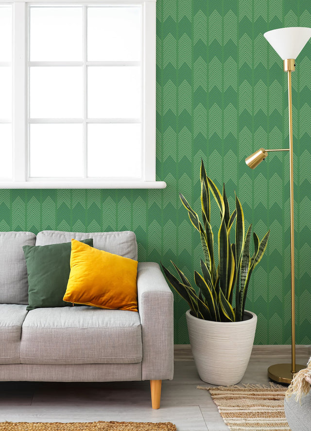 Nyle Green Chevron Stripes Wallpaper with Modern Graphic Chevron Pattern - A-Street Prints 4066-26525