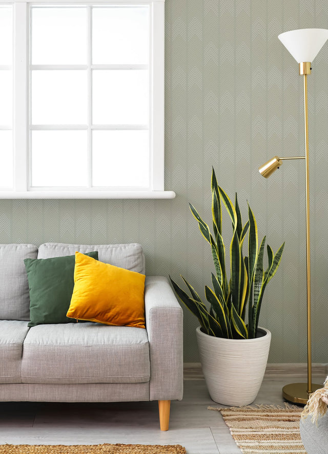 Nyle Light Grey Chevron Stripes Wallpaper with Modern Graphic Chevron Pattern - Brewster 4066-26527