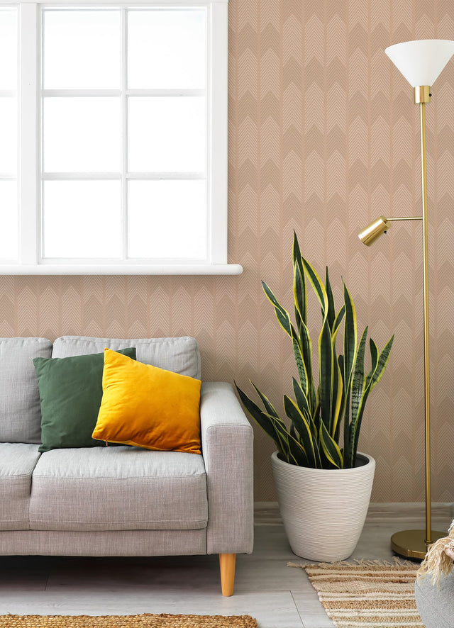 Nyle Blush Chevron Stripes Wallpaper with Modern Graphic Chevron Pattern - A-Street Prints 4066-26528