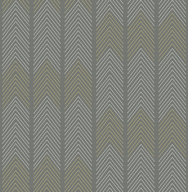 Nyle Dark Grey Chevron Stripes Wallpaper with Modern Graphic Chevron Pattern - A-Street Prints 4066-26529
