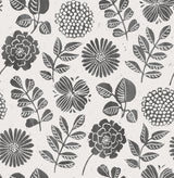 Inge Black Floral Block Print Wallpaper with Botanical Scandinavian Style - A-Street Prints 4066-26534