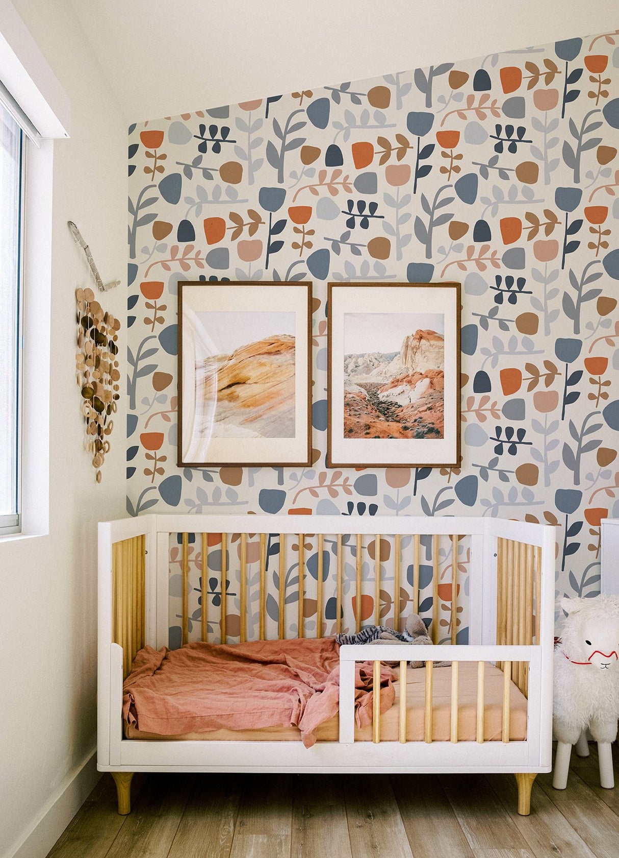 Juni Orange Abstract Tulips Wallpaper with Scandinavian Botanical Abstract Motif - A-Street Prints 4066-26535