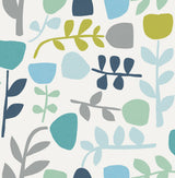 Juni Teal Abstract Tulips Wallpaper with Scandinavian Abstract Botanical Motif - A-Street Prints 4066-26536
