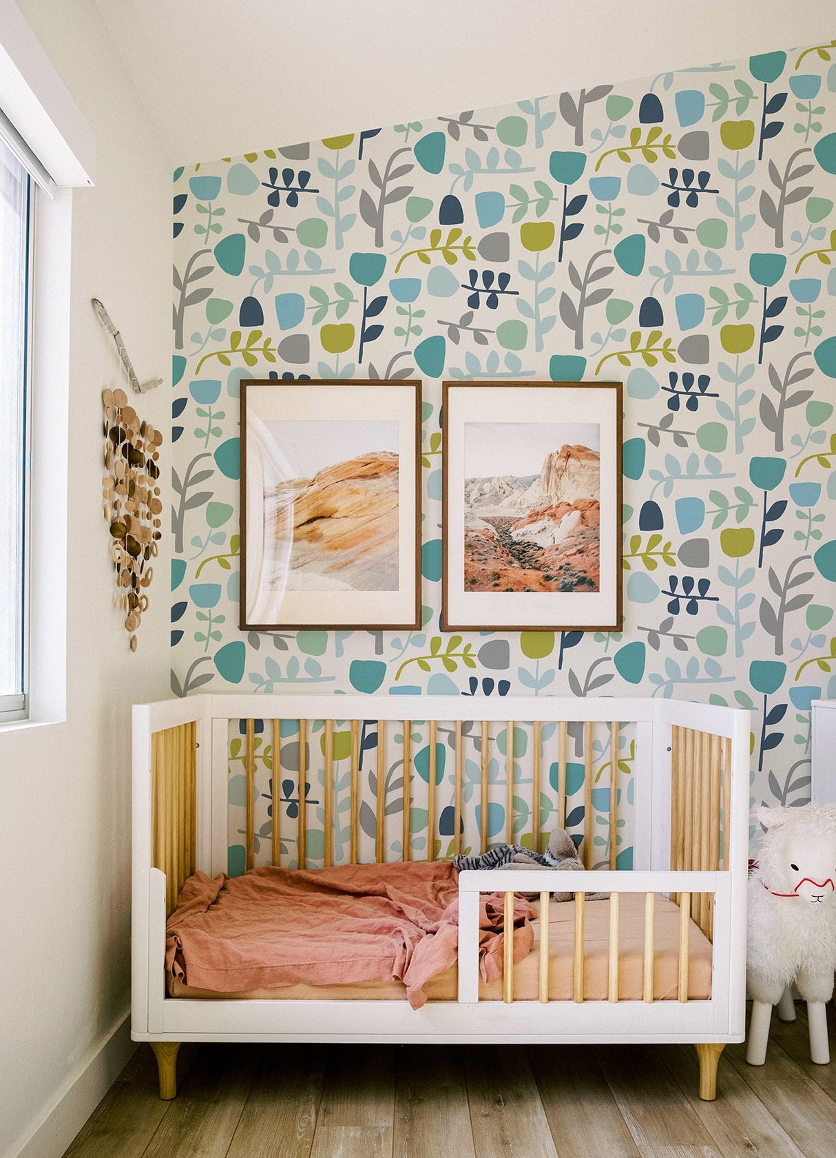 Juni Teal Abstract Tulips Wallpaper with Scandinavian Abstract Botanical Motif - A-Street Prints 4066-26536