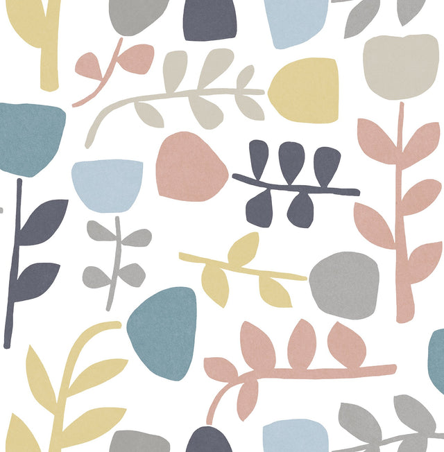 Juni Pastel Abstract Tulips Wallpaper with Scandinavian Abstract Botanical Motif - A-Street Prints 4066-26539