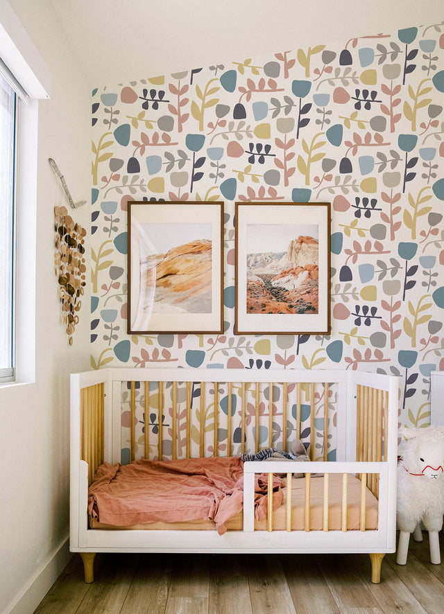 Juni Pastel Abstract Tulips Wallpaper with Scandinavian Abstract Botanical Motif - A-Street Prints 4066-26539